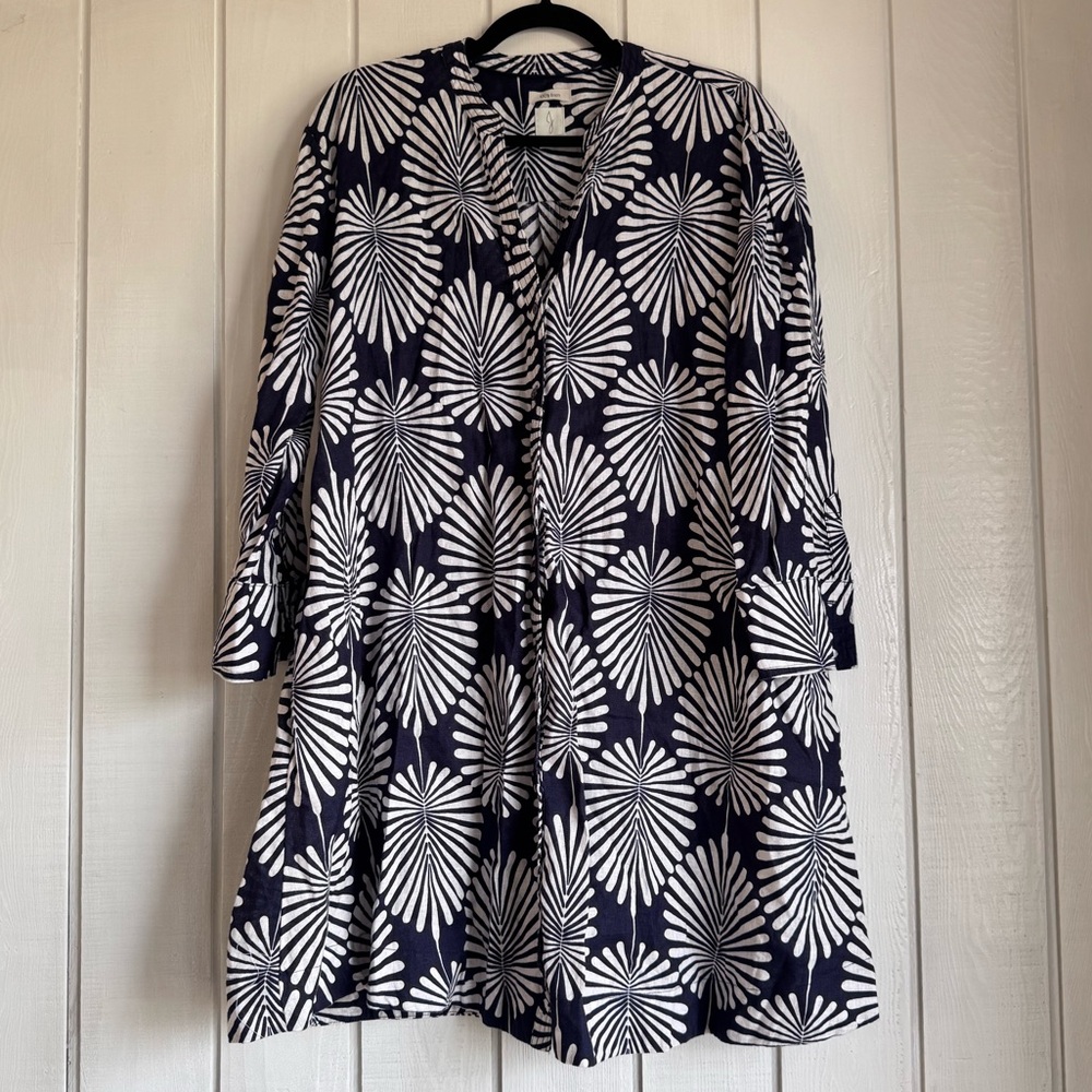 Joie Blue and White Linen Button Up Dress